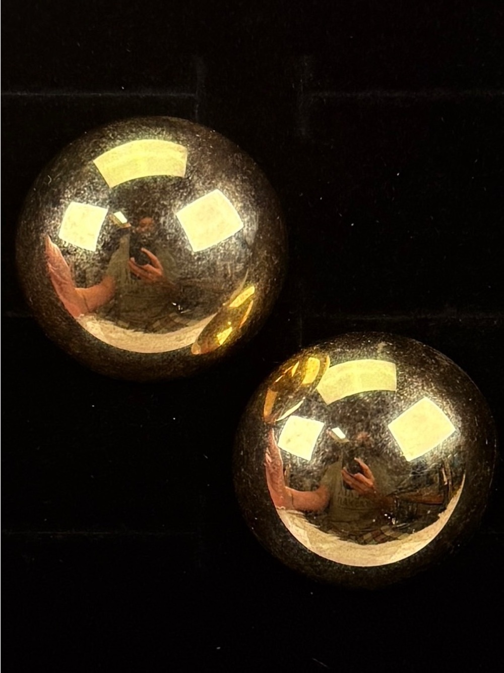 Vintage aged goldtone, half dome Clip-On Earrings